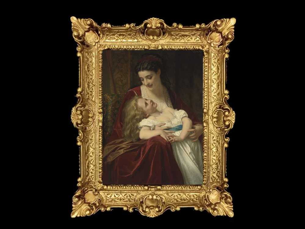 ヨーロッパ名画　イタリアロココフレーム　キャンバス　アクリル付　56×46 0615  送料無料