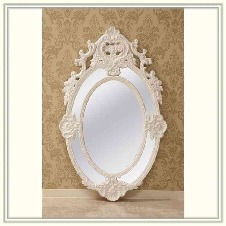 ロココ調ウォールミラー　ホワイト　W75 D4 H120cm  送料無料