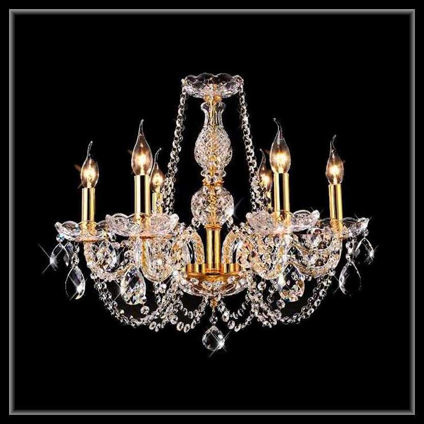 クリスタル　シャンデリア6灯 クリア/ゴールド　LED4Wキャンドル型電球付　s-cha-a1-6go　送料無料