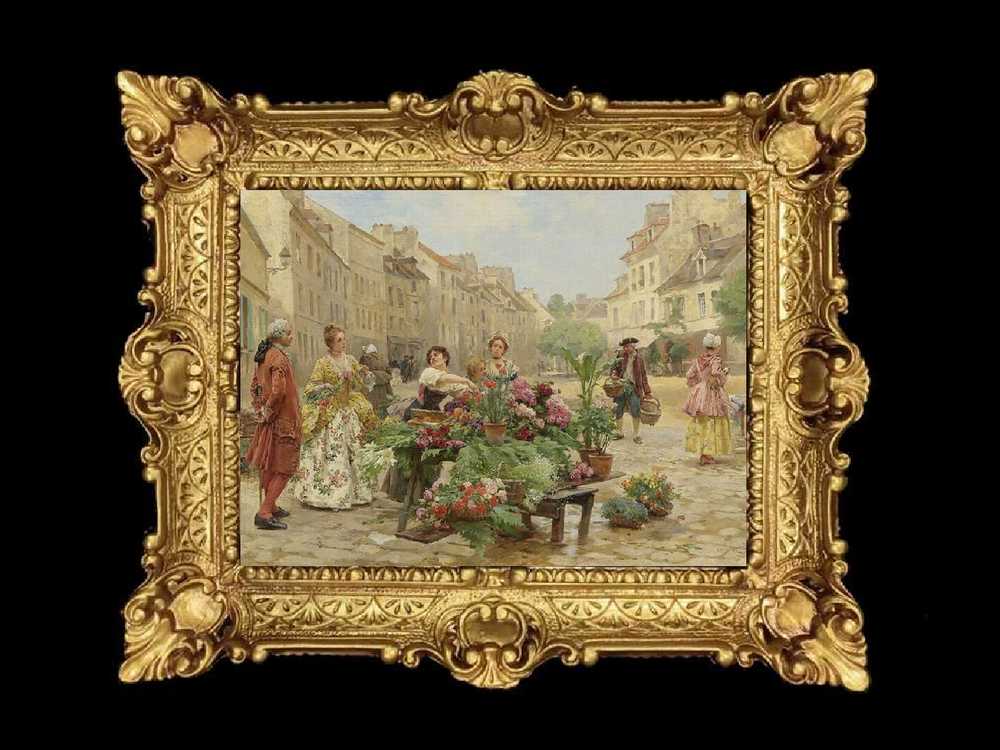 ヨーロッパ名画　イタリアロココフレーム　キャンバス印刷　アクリル付　56×46 0742  送料無料