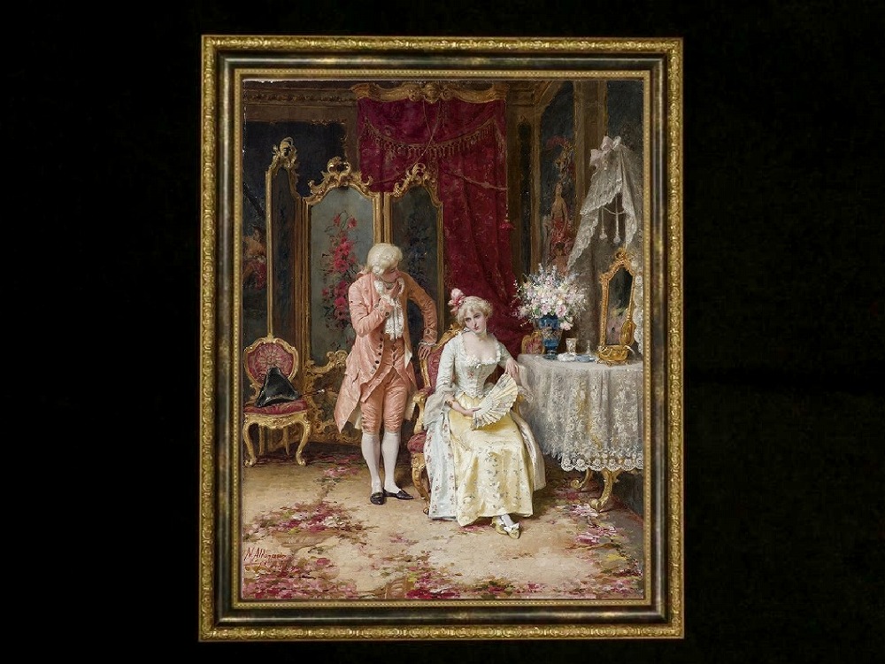 ヨーロッパ絵画　貴族・貴婦人  805S　46×58  ロココ額絵  送料無料