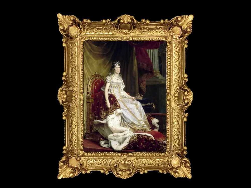 ヨーロッパ名画　ジョゼフィーヌ　イタリアロココフレーム　キャンバス印刷　アクリル付　56×46 0003  送料無料