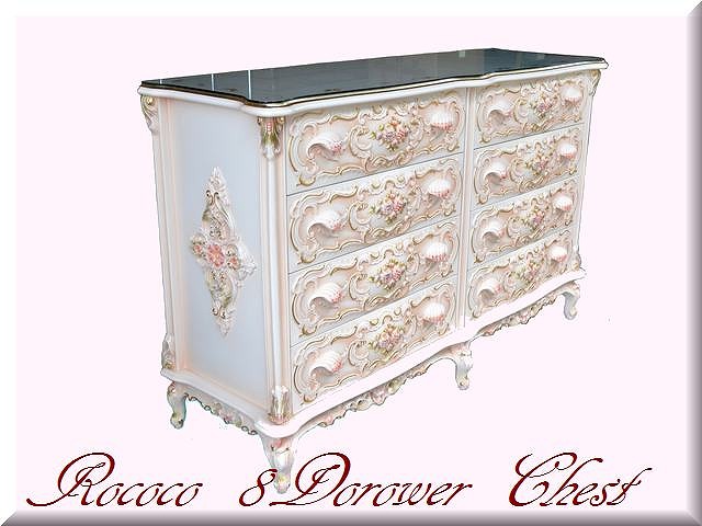 ロココ調　ワイドチェスト　8段