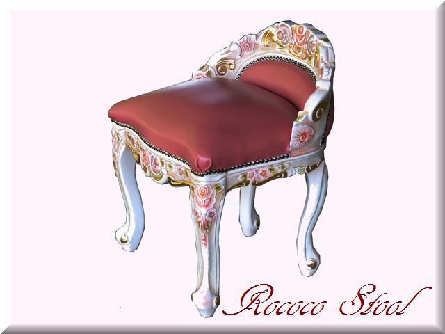 ロココ調　ピンクスツール　背付
