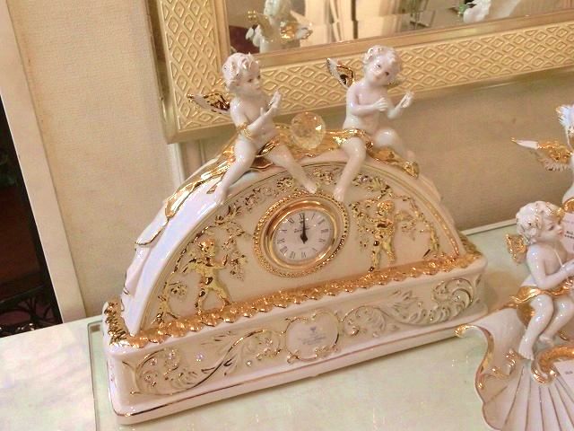 fu-collection】 イタリア製 セラミック ツインエンジェルクロック