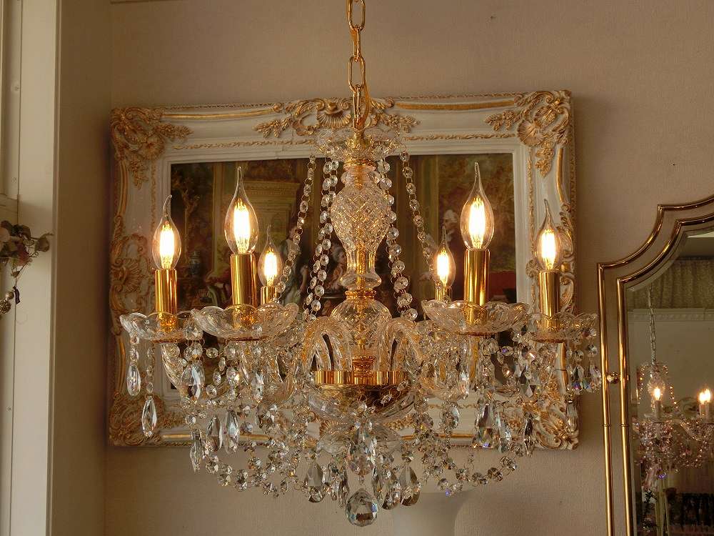 オリジナルクリスタルシャンデリア6灯