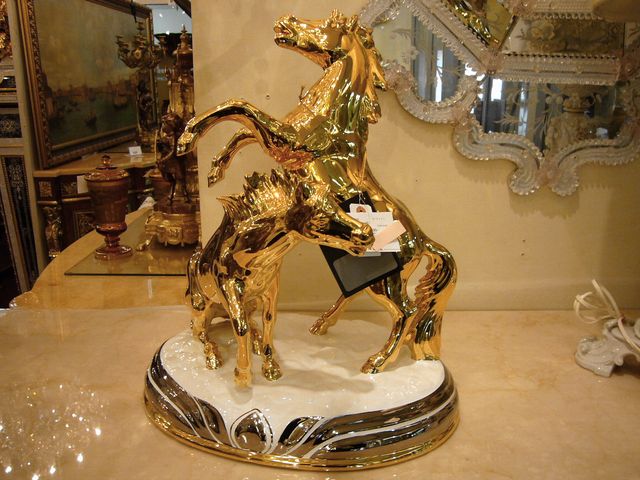 イタリア製　馬のオブジェ　ゴールド2頭
