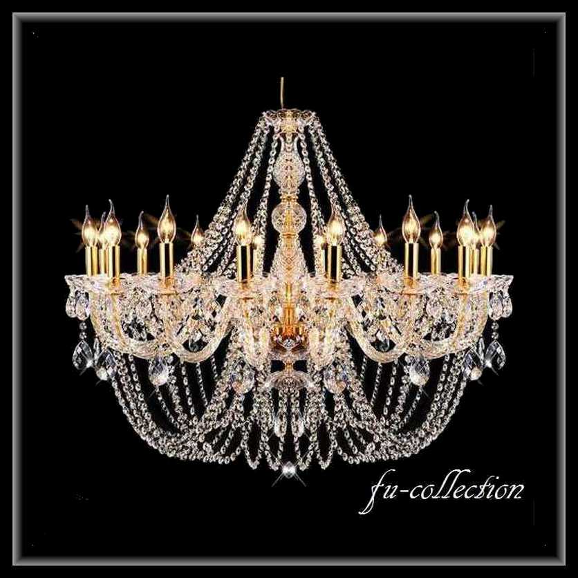 クリスタル　シャンデリア　15灯 クリア/ゴールド　LED4Wキャンドル型電球付　s-cha-a1-15go　送料無料