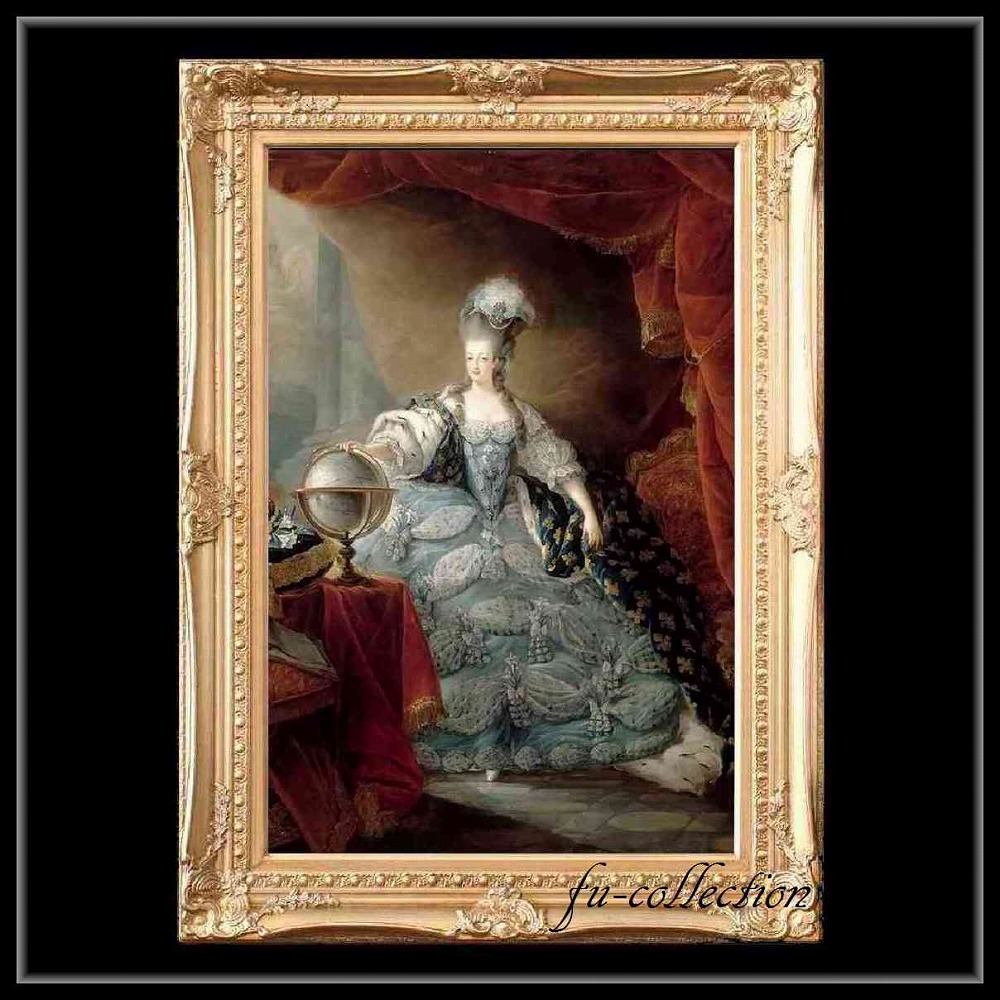 ヨーロッパ名画　マリーアントワネット　キャンバス印刷複製画　アクリル付　ゴールド大型フレーム　83×113 　0197  送料無料