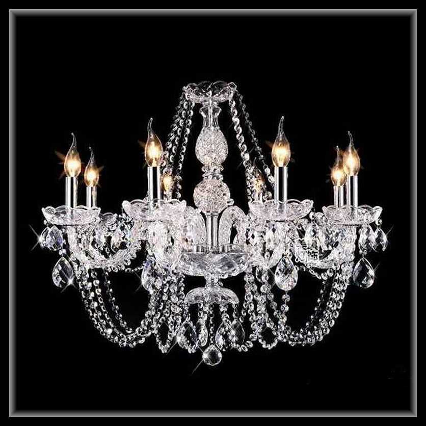 クリスタル　シャンデリア　8灯 クリア/シルバー　LED4Wキャンドル型電球付　s-cha-a1-8sv　送料無料