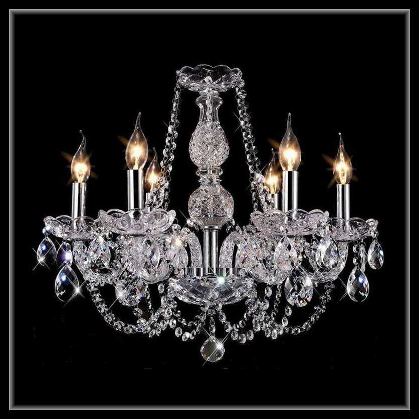 クリスタル　シャンデリア　6灯 クリア/シルバー　LED4Wキャンドル型電球付　s-cha-a1-6sv　送料無料