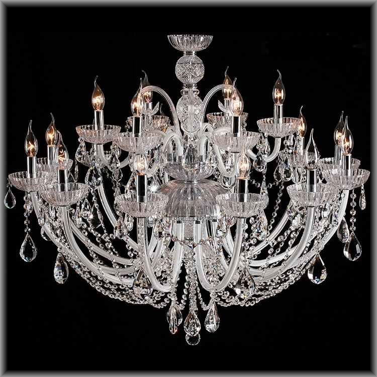 クリスタル　シャンデリア　18灯 クリア/シルバー　SP　LED4Wキャンドル型電球付　送料無料