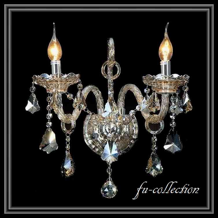 クリスタルブラケット　クリア/ゴールド　2灯　センターアーム付　スパイラルタイプ　送料無料　