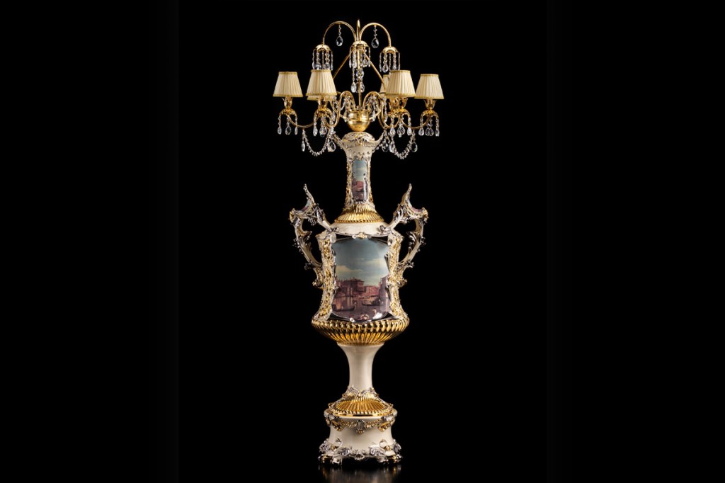 イタリア製　高級セラミック　アンフォラ　フロアランプ　ロココ調　送料無料