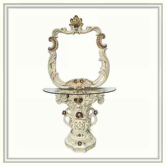 ロココ調  コンソールミラー　W110cm D42cm H82cm/109cm 　送料無料