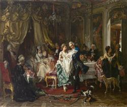 ヨーロッパ絵画　貴族・貴婦人　321S　58×46  ロココ額絵  送料無料