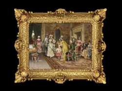 ヨーロッパ名画　イタリアロココフレーム　キャンバス印刷　アクリル付　56×46 0260  送料無料