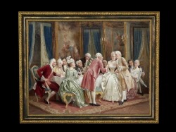 ヨーロッパ絵画　貴族・貴婦人　275S　58×46  ロココ額絵  送料無料