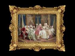 ヨーロッパ名画　イタリアロココフレーム　キャンバス印刷　アクリル付　56×46 0274  送料無料