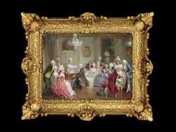 ヨーロッパ名画　イタリアロココフレーム　キャンバス印刷　アクリル付　56×46 0276  送料無料