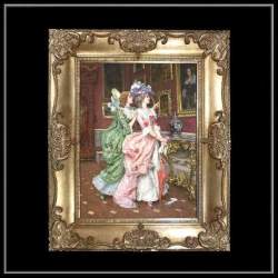 ロココ調　ゴールドダブルフレーム　貴族の額絵　キャンバス印刷　Sサイズ45/55cm 　Mサイズ55cm/65cm  3  送料無料