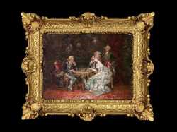 ヨーロッパ名画　イタリアロココフレーム　キャンバス印刷　アクリル付　56×46 0309  送料無料