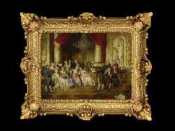 ヨーロッパ名画　イタリアロココフレーム　キャンバス印刷　アクリル付　56×46 0334  送料無料