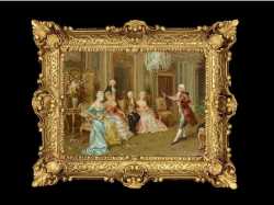 ヨーロッパ名画　イタリアロココフレーム　キャンバス印刷　アクリル付　56×46 0392  送料無料