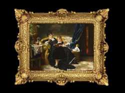 ヨーロッパ名画　イタリアロココフレーム　キャンバス印刷　アクリル付　56×46 0046  送料無料