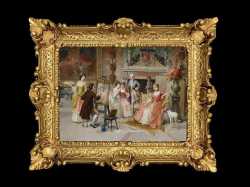 ヨーロッパ名画　イタリアロココフレーム　キャンバス印刷　アクリル付　56×46 0507  送料無料