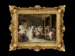 ヨーロッパ名画　イタリアロココフレーム　キャンバス印刷　アクリル付　56×46 0652  送料無料