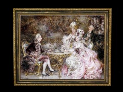 ヨーロッパ絵画　貴族・貴婦人　692S　58×46  ロココ額絵  送料無料
