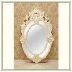 ロココ調ウォールミラー　ミルキーホワイト　W75 D4 H120cm  送料無料