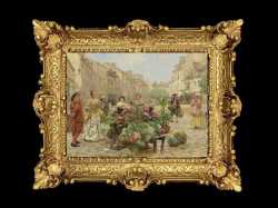ヨーロッパ名画　イタリアロココフレーム　キャンバス印刷　アクリル付　56×46 0742  送料無料