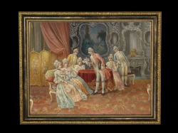 ヨーロッパ絵画　貴族・貴婦人　917S　58×46  ロココ額絵  送料無料