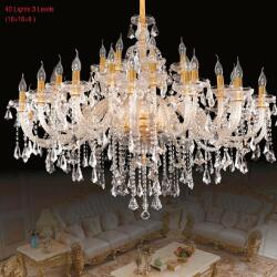 クリスタルシャンデリア　40灯　ゴールド  W130cm  H90cm  4WLED  3フロア  送料無料