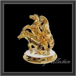 イタリア製　高級セラミック　ホース3頭　ゴールド　　送料無料