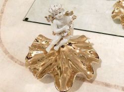 セラミックゴールドトレー　楽器天使　イタリアエンジェル