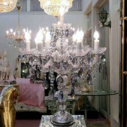 ブルークリスタルテーブルシャンデリア