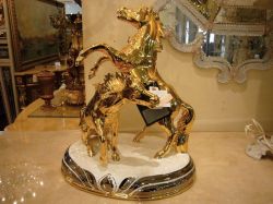 イタリア製　馬のオブジェ　ゴールド2頭