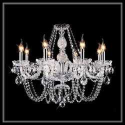 クリスタル　シャンデリア　8灯 クリア/シルバー　LED4Wキャンドル型電球付　s-cha-a1-8sv　送料無料