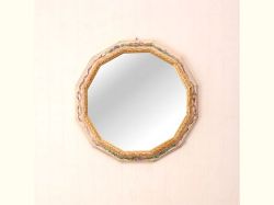 イタリア　12角ミラー　ゴールド・ペイントフラワーフレーム