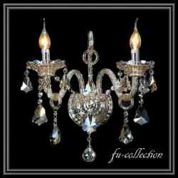 クリスタルブラケット　クリア/ゴールド　2灯　センターアーム付　スパイラルタイプ　送料無料　