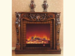 こ。マントルピース fu-collection】 マントルピース フェイクファイヤー付 ブラウンMDF