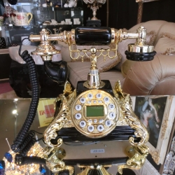 ロココ調　インテリアテレフォン　ブラックゴールド　電話機  送料無料
