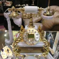 ロココ調　インテリアテレフォン　ホワイトゴールド　電話機  送料無料