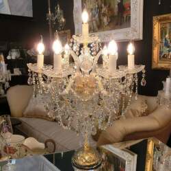 オリジナル　クリスタルテーブルランプ　7灯  トップライト付　ホワイトガラスソケット　tl7-unw-wh  送料無料