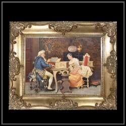 ロココ調　ゴールドダブルフレーム　貴族額絵　キャンバス印刷　Sサイズ55/45cm 　Mサイズ65cm/55cm  41  送料無料