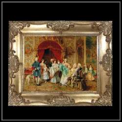 ロココ調　ゴールドダブルフレーム　貴族額絵　キャンバス印刷　Sサイズ55/45cm 　Mサイズ65cm/55cm  42  送料無料