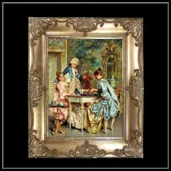 ロココ調　ゴールドダブルフレーム　貴族の額絵　キャンバス印刷　Sサイズ45/55cm 　Mサイズ55cm/65cm  49  送料無料